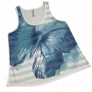 Ransom Blue and white butterfly tank top